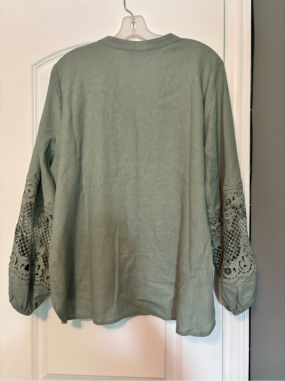 Simply Vera Wang Vince Camuto Sage Green Linen Button Front Blouse Large - Picture 6 of 11
